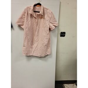Whataburger Employee Uniform Shirt‎ 2XL Orange Striped Short Sleeve Button Up